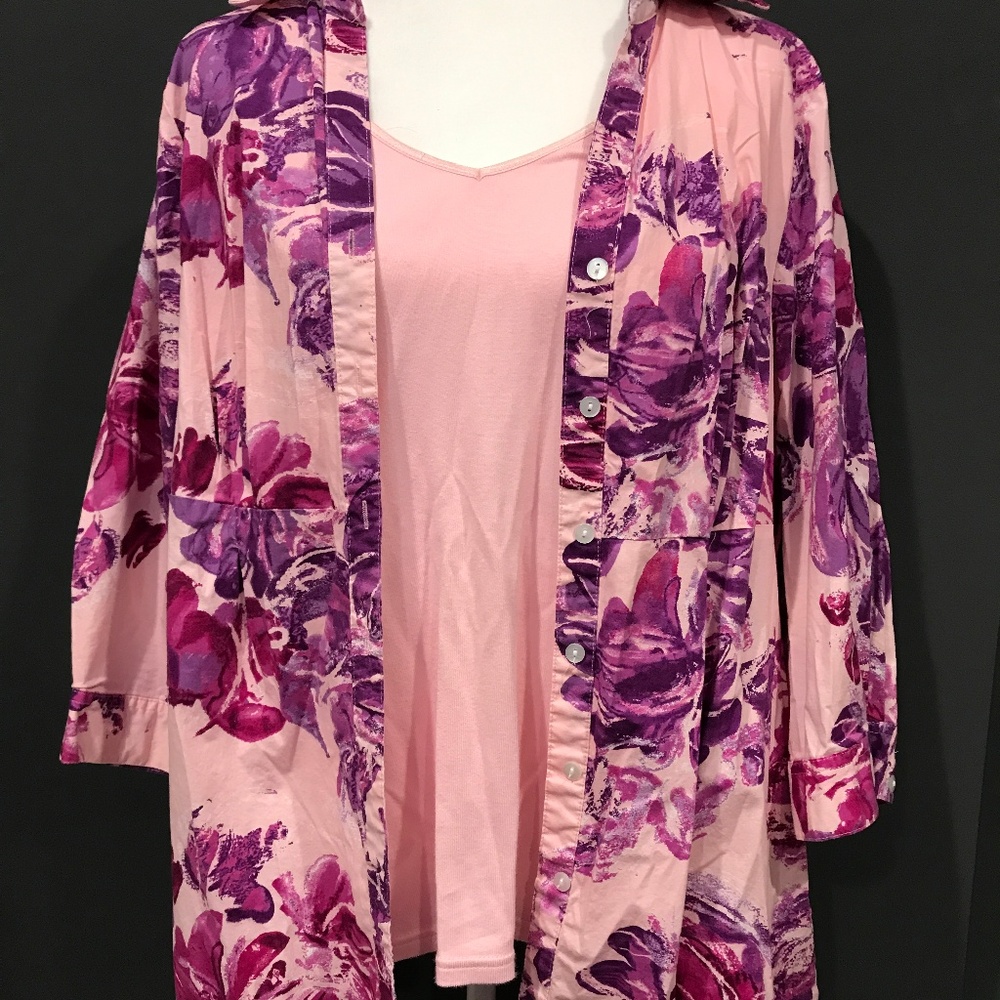 Pink and Purple Button Down with Pink Tee